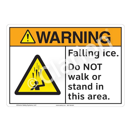 ANSI/ISO Compliant Warning/Falling Ice Safety Signs Indoor/Outdoor Plastic (BJ) 10 X 7